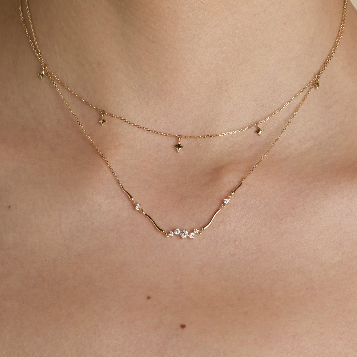 Worn shot of the Solid Gold 14k Twilight Necklace