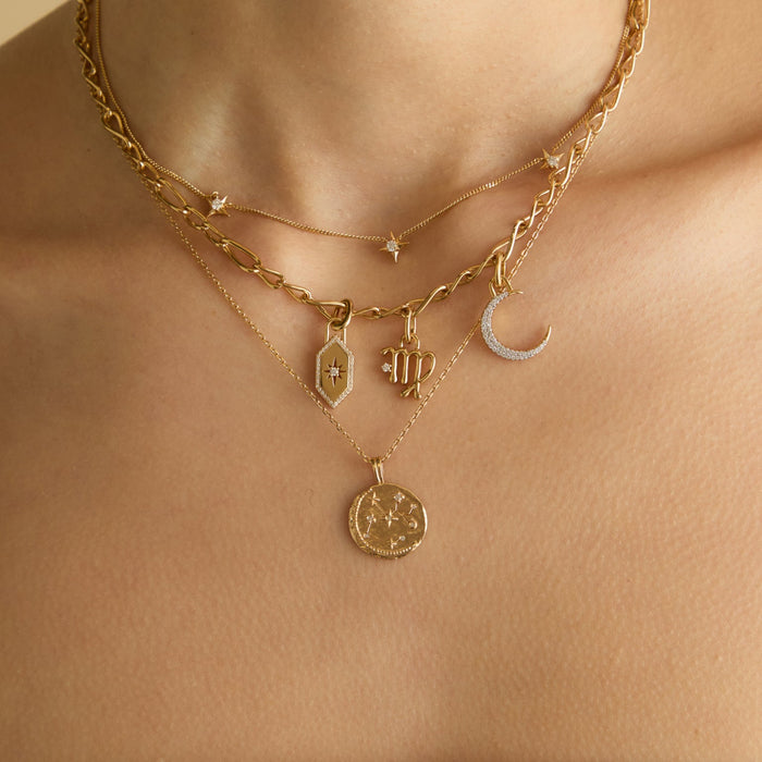 Three zodiac star sign necklaces from Astrid & Miyu's constellation jewellery collection