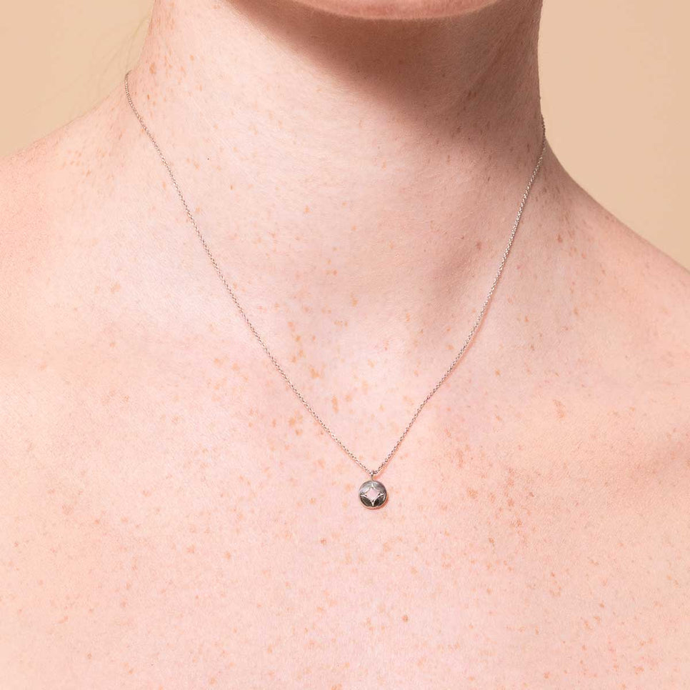 Gemstone Jewellery - June Moonstone Birthstone Necklace in Solid White Gold - Pendant Necklace - Astrid & Miyu