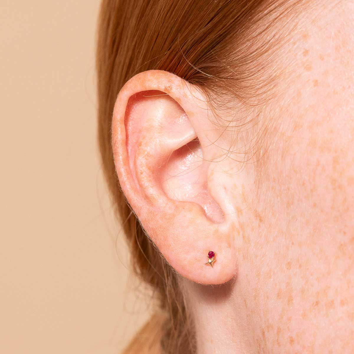 Birthstone Earrings - July Ruby Birthstone Earrings in Solid Gold - Stud Earrings - Astrid & Miyu