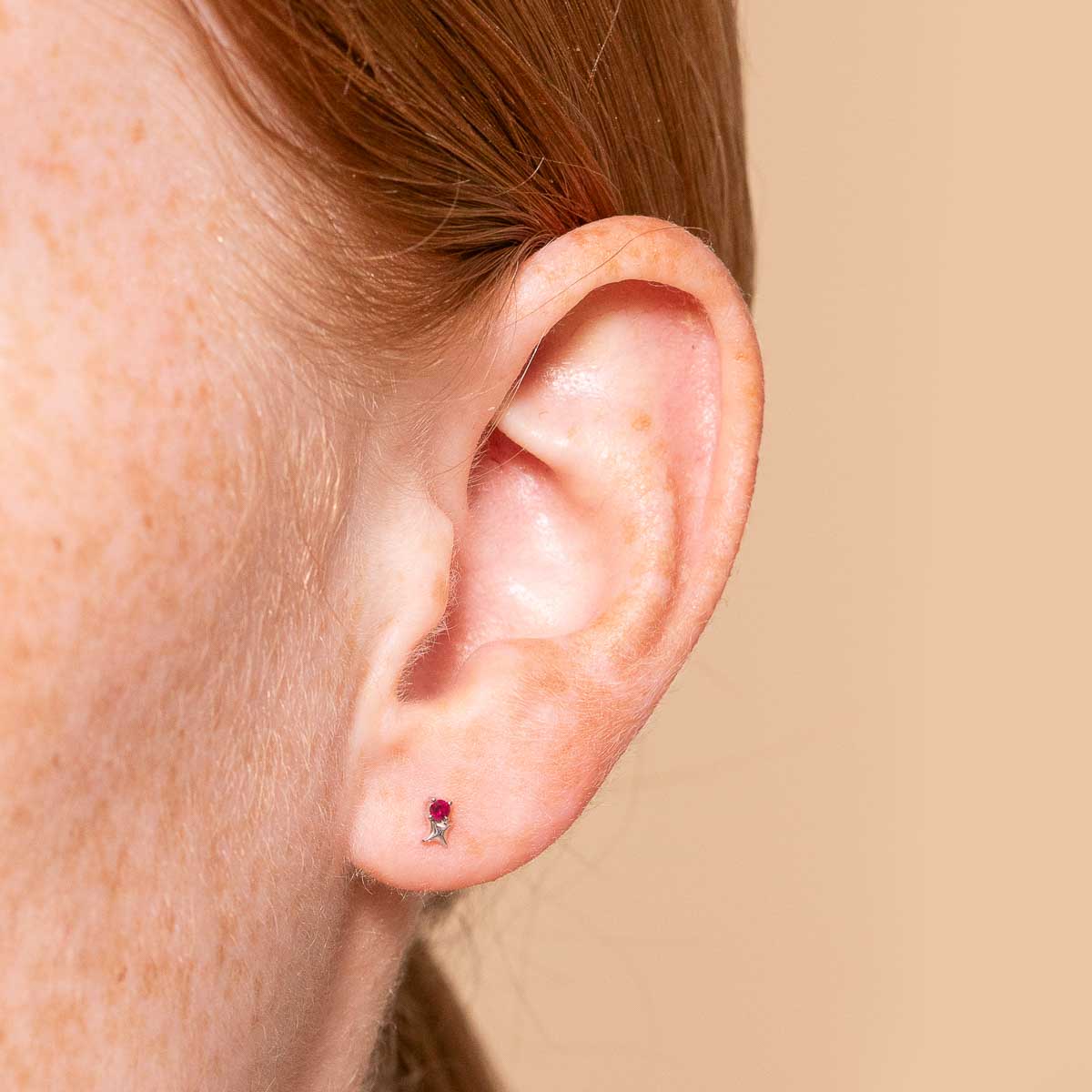 July Birthstone Earrings in Solid White Gold