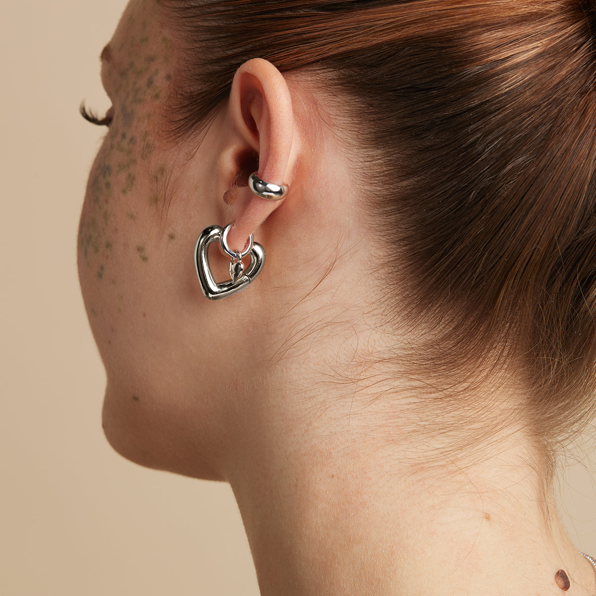 Heart Open Hoops in Silver