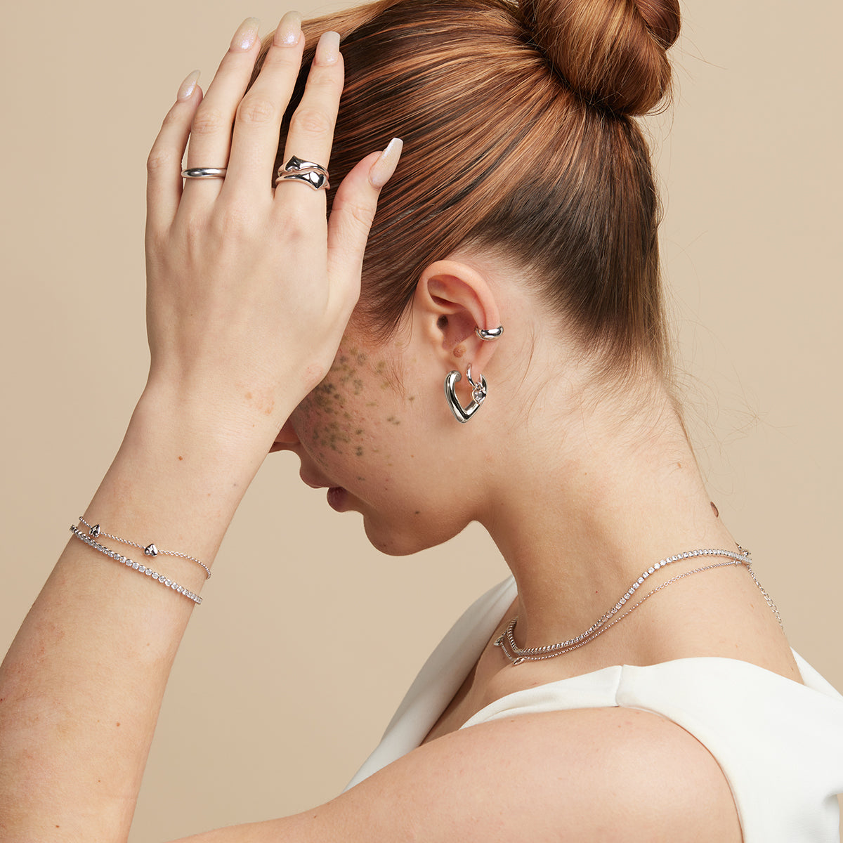 Heart Open Hoops in Silver