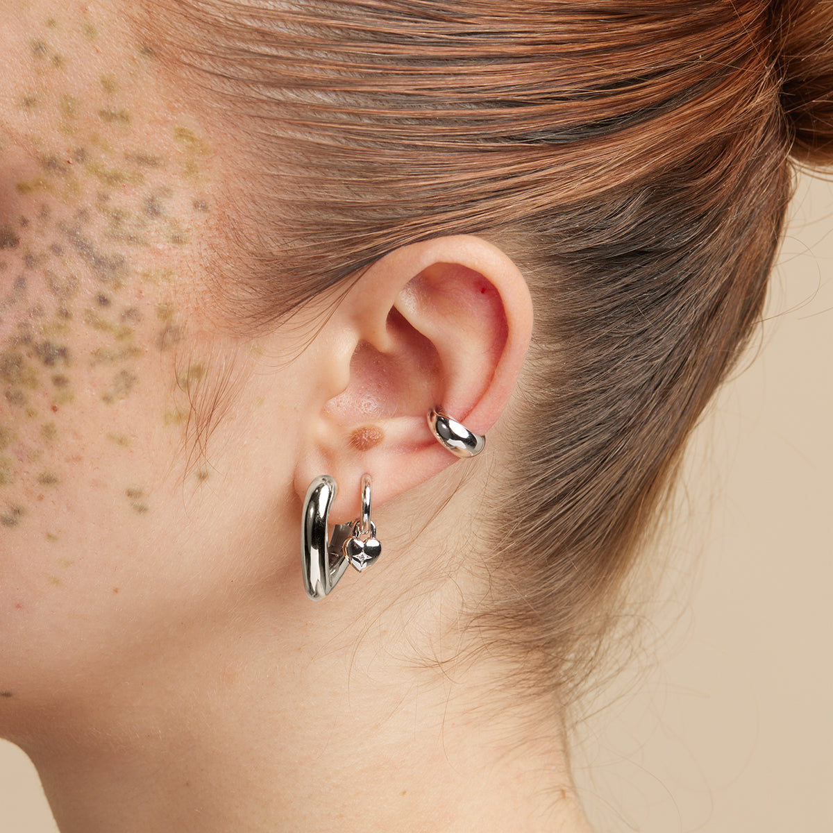 Heart Open Hoops in Silver