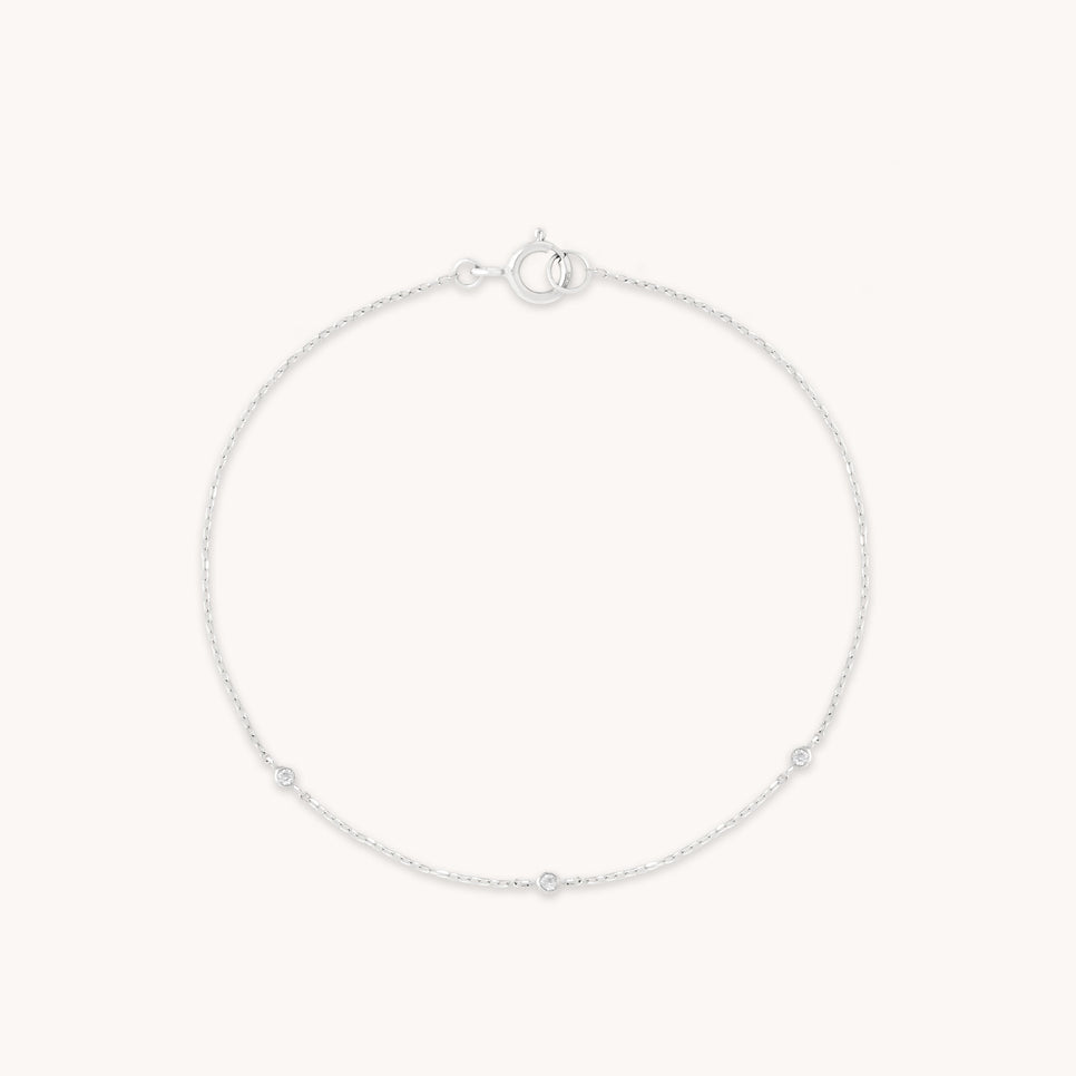 Topaz Charm Bracelet in Solid White Gold