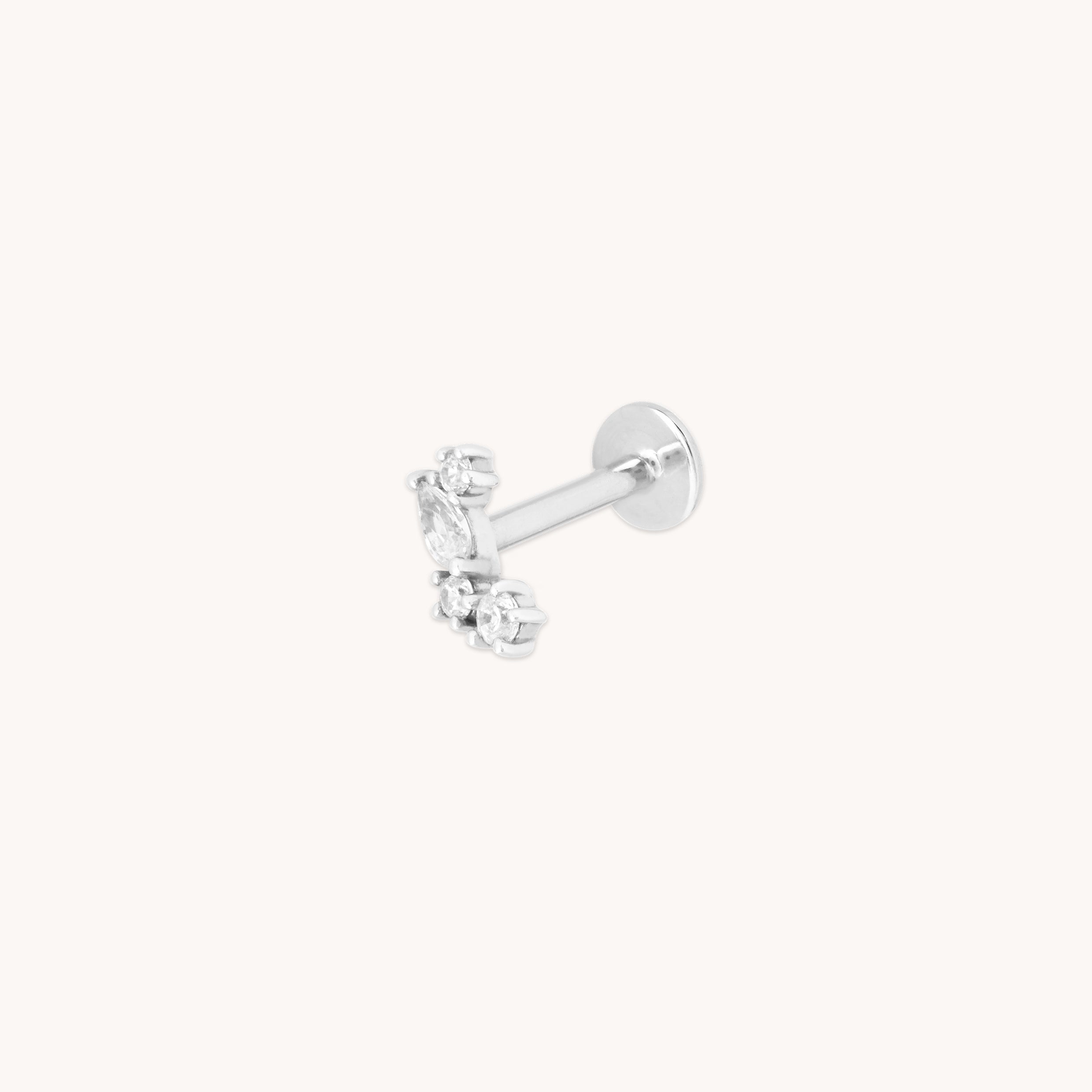 Cluster Marquise Piercing Stud in Solid White Gold