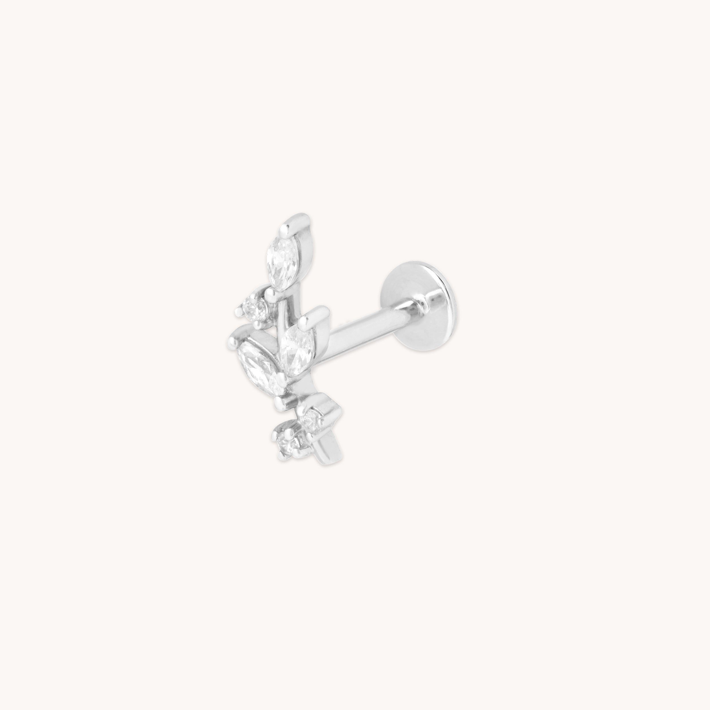 Botanical Piercing Stud in Solid White Gold