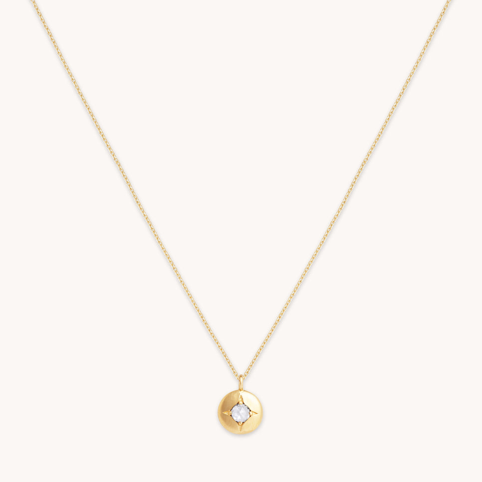 April White Topaz - April Topaz Birthstone Necklace in Solid Gold - Pendant Necklace - Astrid & Miyu