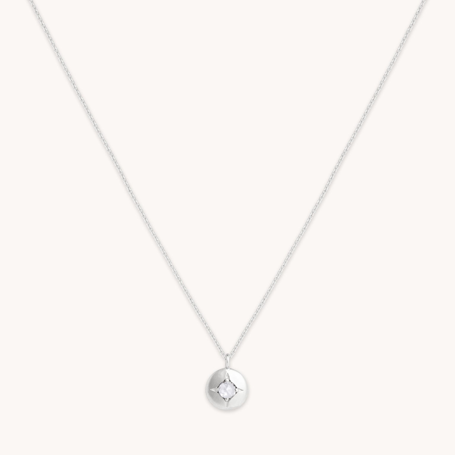 April White Topaz - April White Topaz Birthstone Necklace in Solid White Gold - Pendant Necklace - Astrid & Miyu