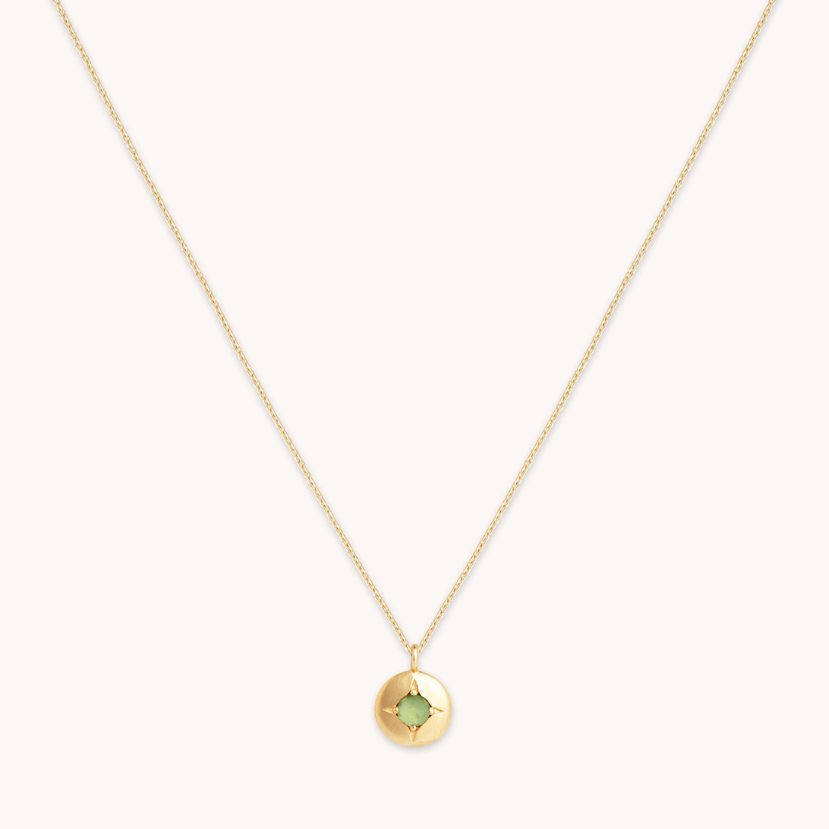 August Peridot - August Peridot Birthstone Necklace in Solid Gold - Pendant Necklace - Astrid & Miyu