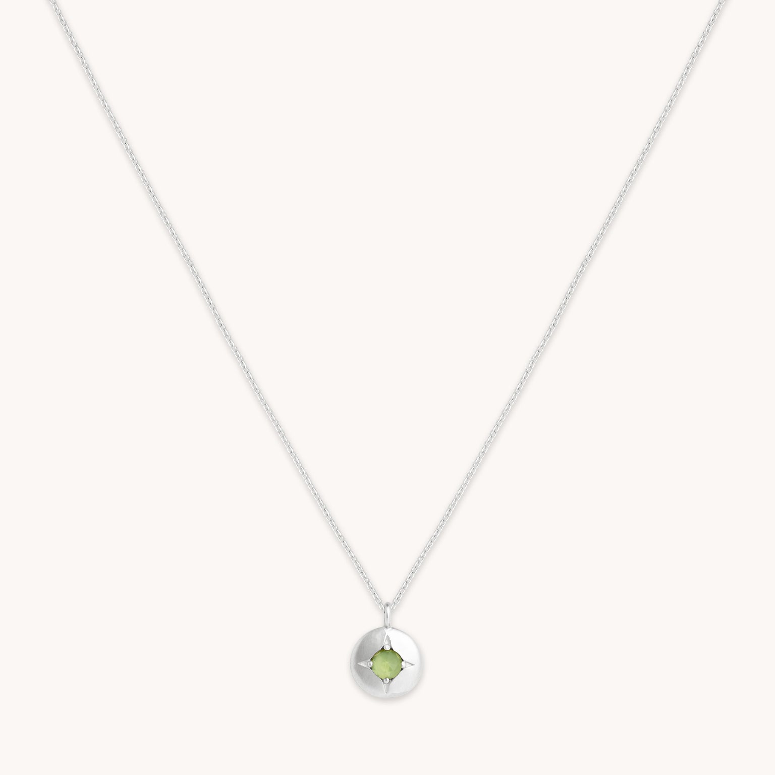 August Peridot - August Peridot Birthstone Necklace in Solid White Gold - Pendant Necklace - Astrid & Miyu