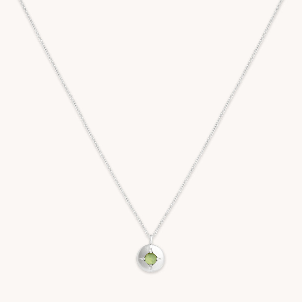 August Peridot - August Peridot Birthstone Necklace in Solid White Gold - Pendant Necklace - Astrid & Miyu
