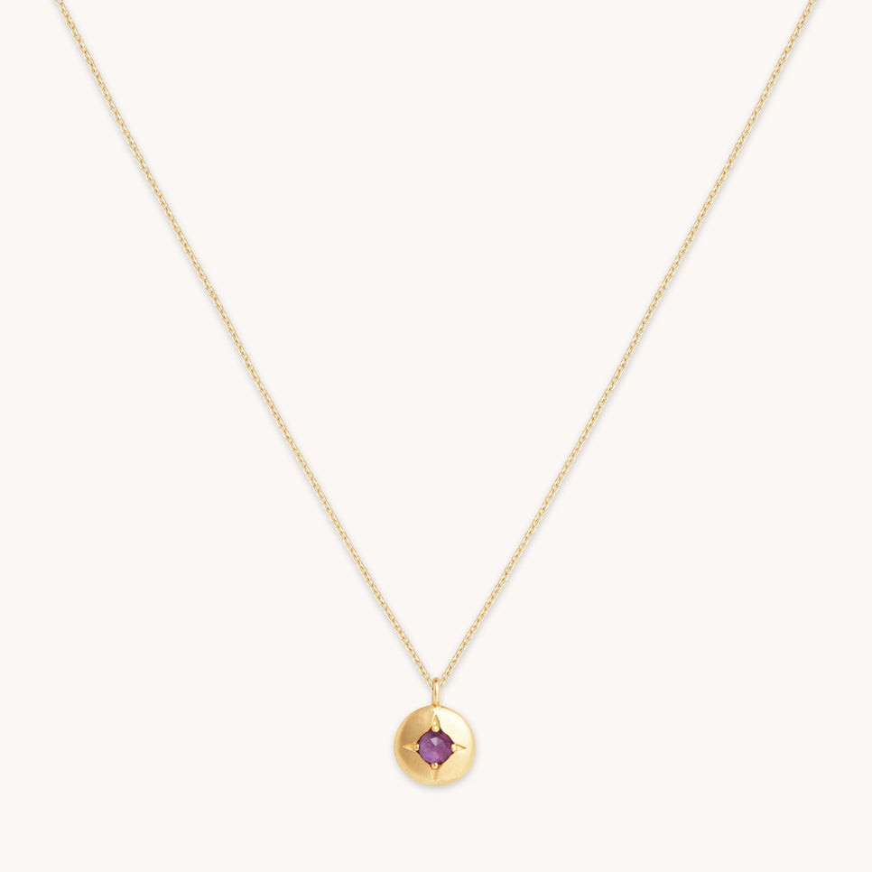 February Amethyst Birthstone Necklace in Solid Gold