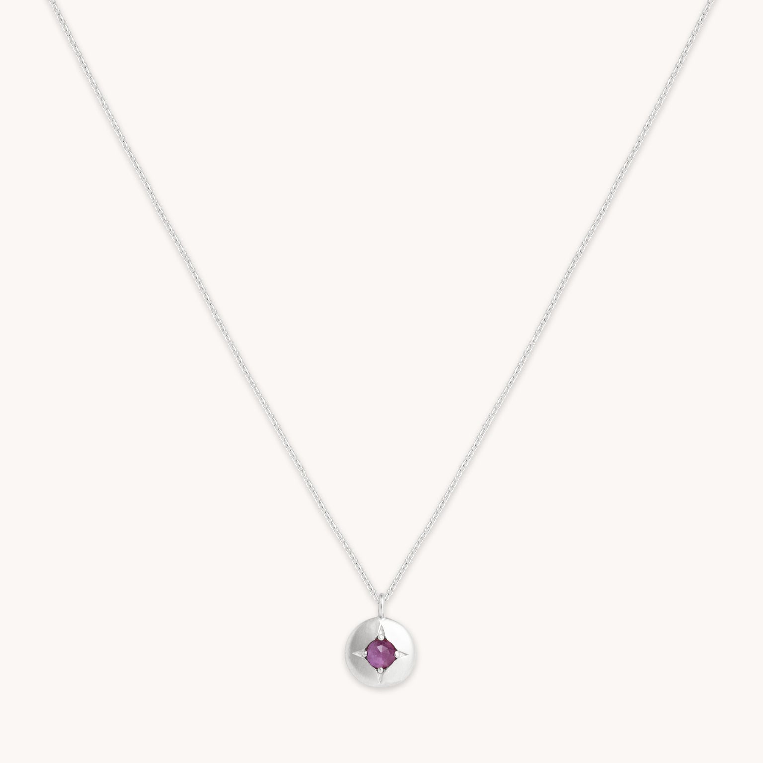 Birthstone Necklaces - February Amethyst Birthstone Necklace in Solid White Gold - Pendant Necklace - Astrid & Miyu