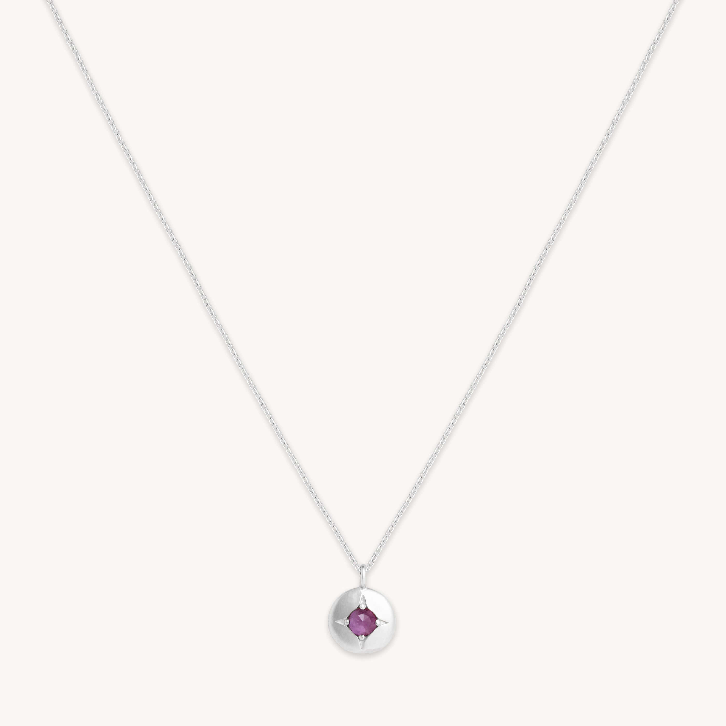 Birthstone Necklaces - February Amethyst Birthstone Necklace in Solid White Gold - Pendant Necklace - Astrid & Miyu