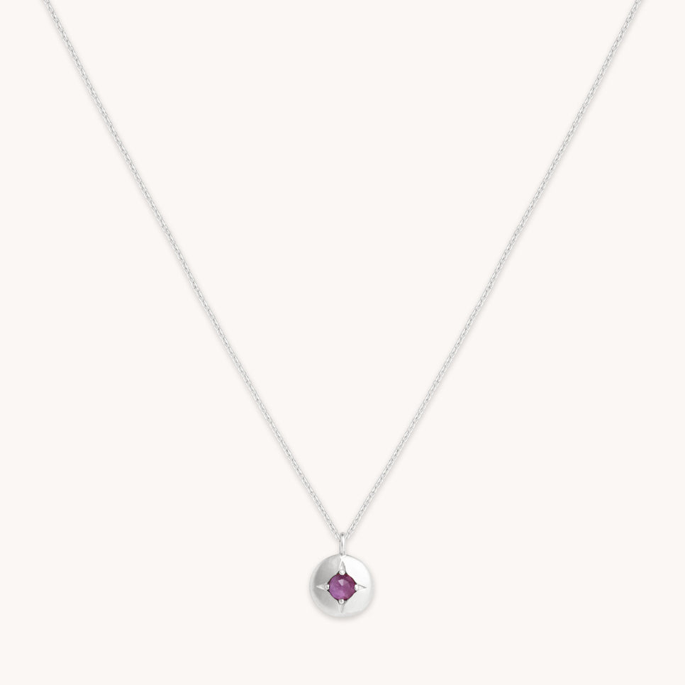 Birthstone Necklaces - February Amethyst Birthstone Necklace in Solid White Gold - Pendant Necklace - Astrid & Miyu