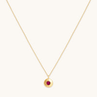 Gemstone Jewellery - July Ruby Birthstone Necklace in Solid Gold - Pendant Necklace - Astrid & Miyu