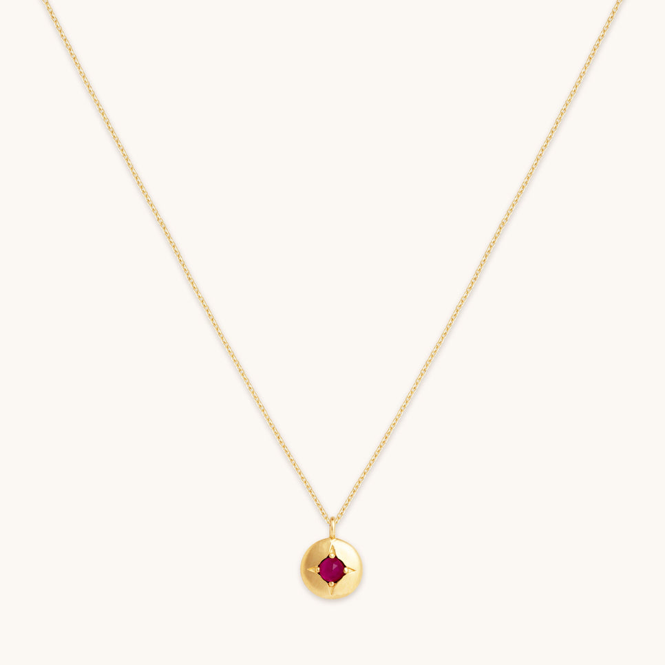 Gemstone Jewellery - July Ruby Birthstone Necklace in Solid Gold - Pendant Necklace - Astrid & Miyu