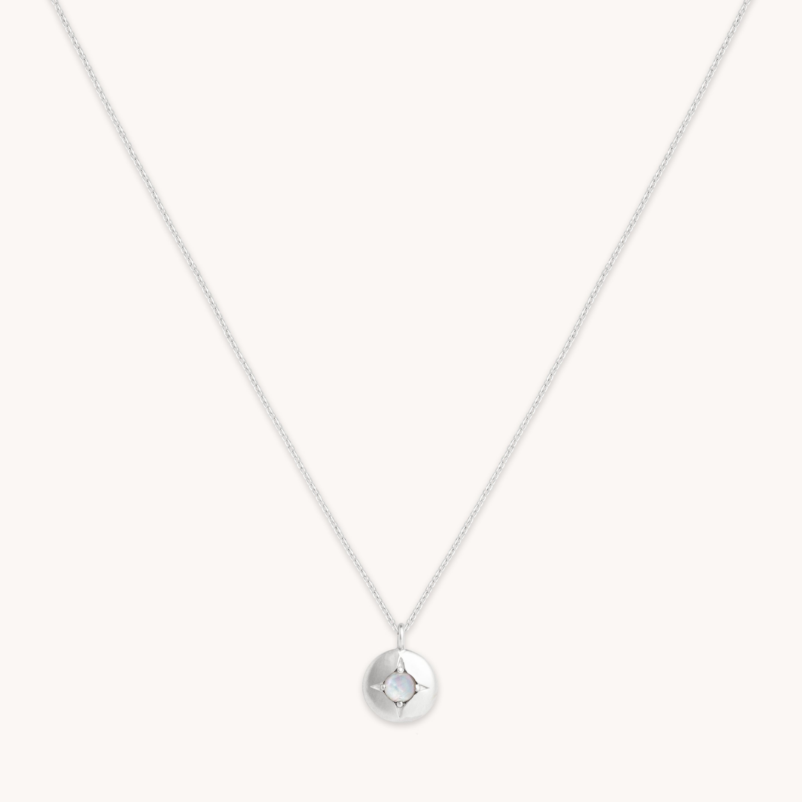 Gemstone Jewellery - June Moonstone Birthstone Necklace in Solid White Gold - Pendant Necklace - Astrid & Miyu