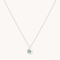 Birthstone Jewellery - March Aquamarine Birthstone Necklace in Solid White Gold - Pendant Necklace - Astrid & Miyu
