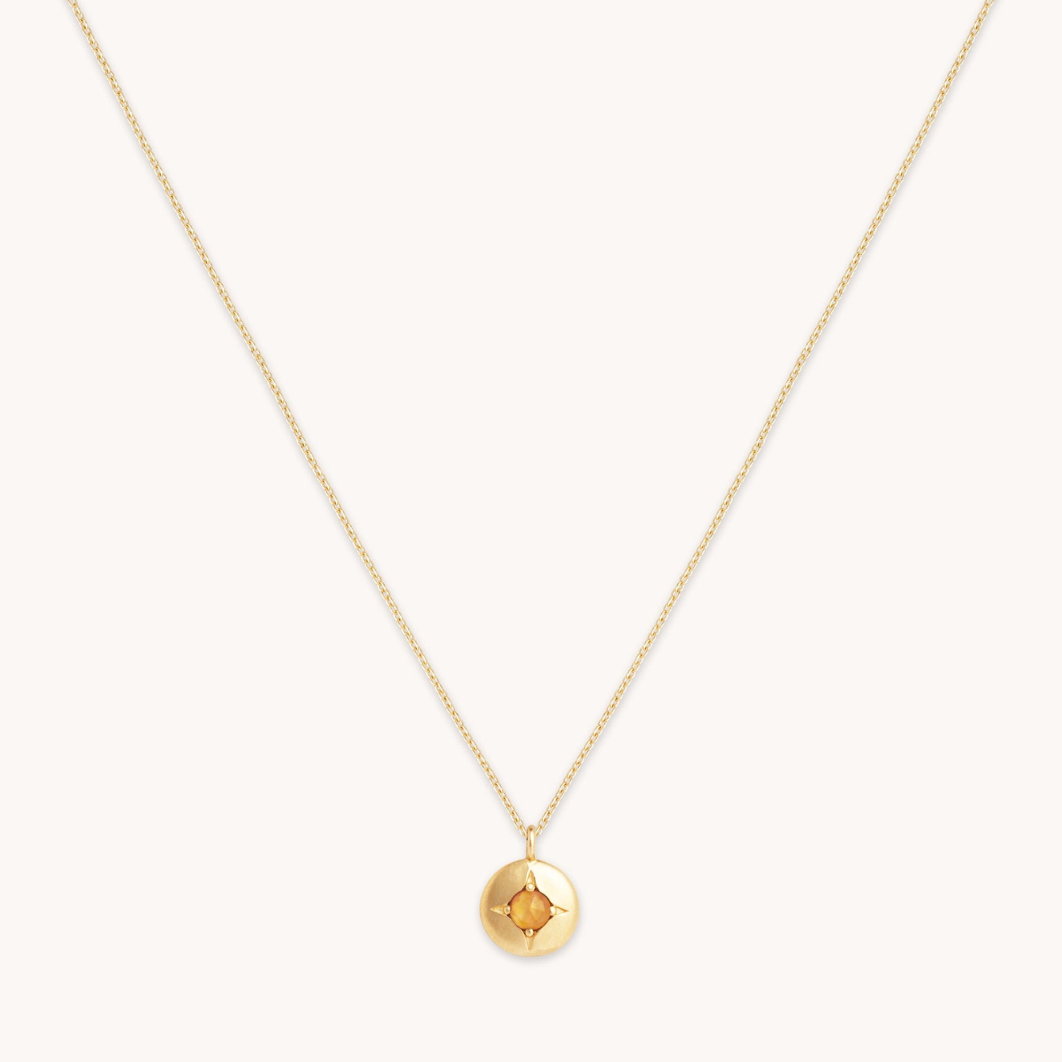 Gemstone Jewellery - November Citrine Birthstone Necklace in Solid Gold - Pendant Necklace - Astrid & Miyu