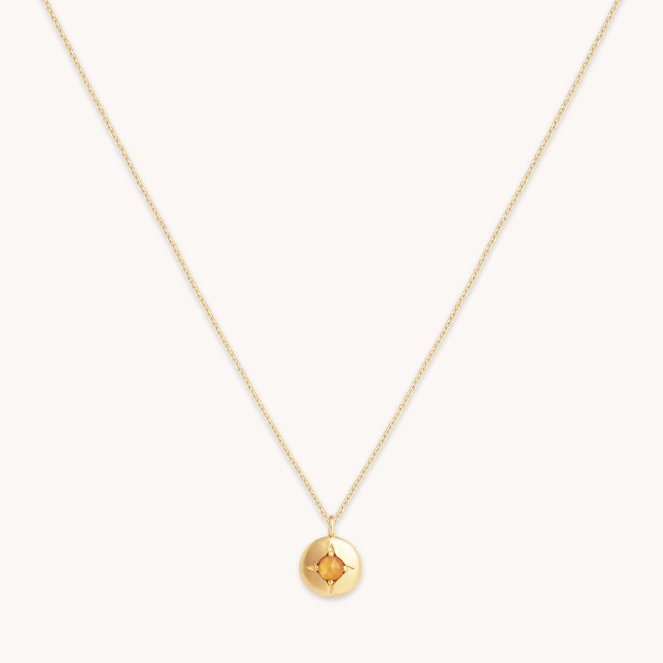 Gemstone Jewellery - November Citrine Birthstone Necklace in Solid Gold - Pendant Necklace - Astrid & Miyu