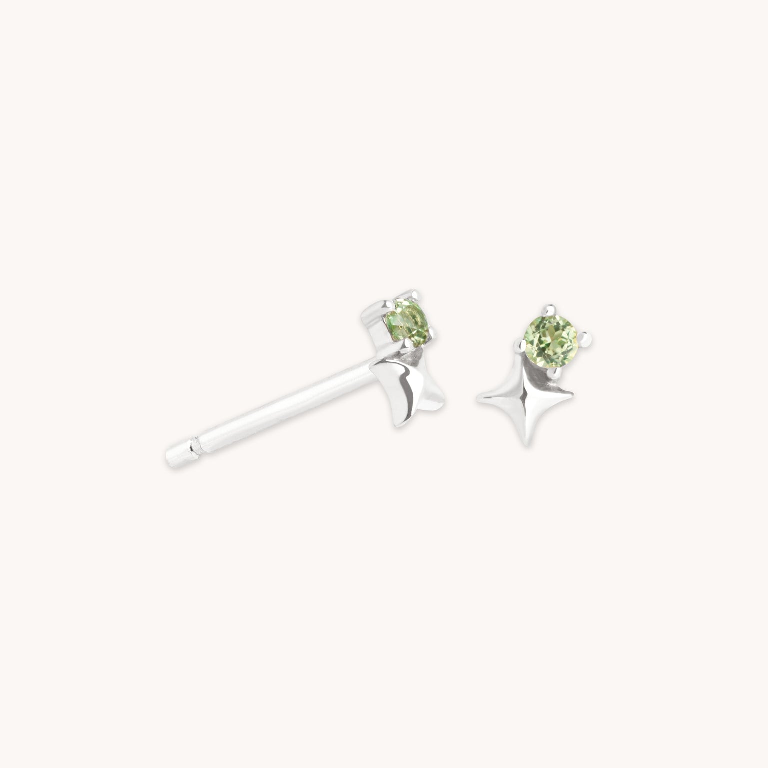 August Peridot - August Peridot Birthstone Earrings in Solid White Gold - Stud Earrings - Astrid & Miyu