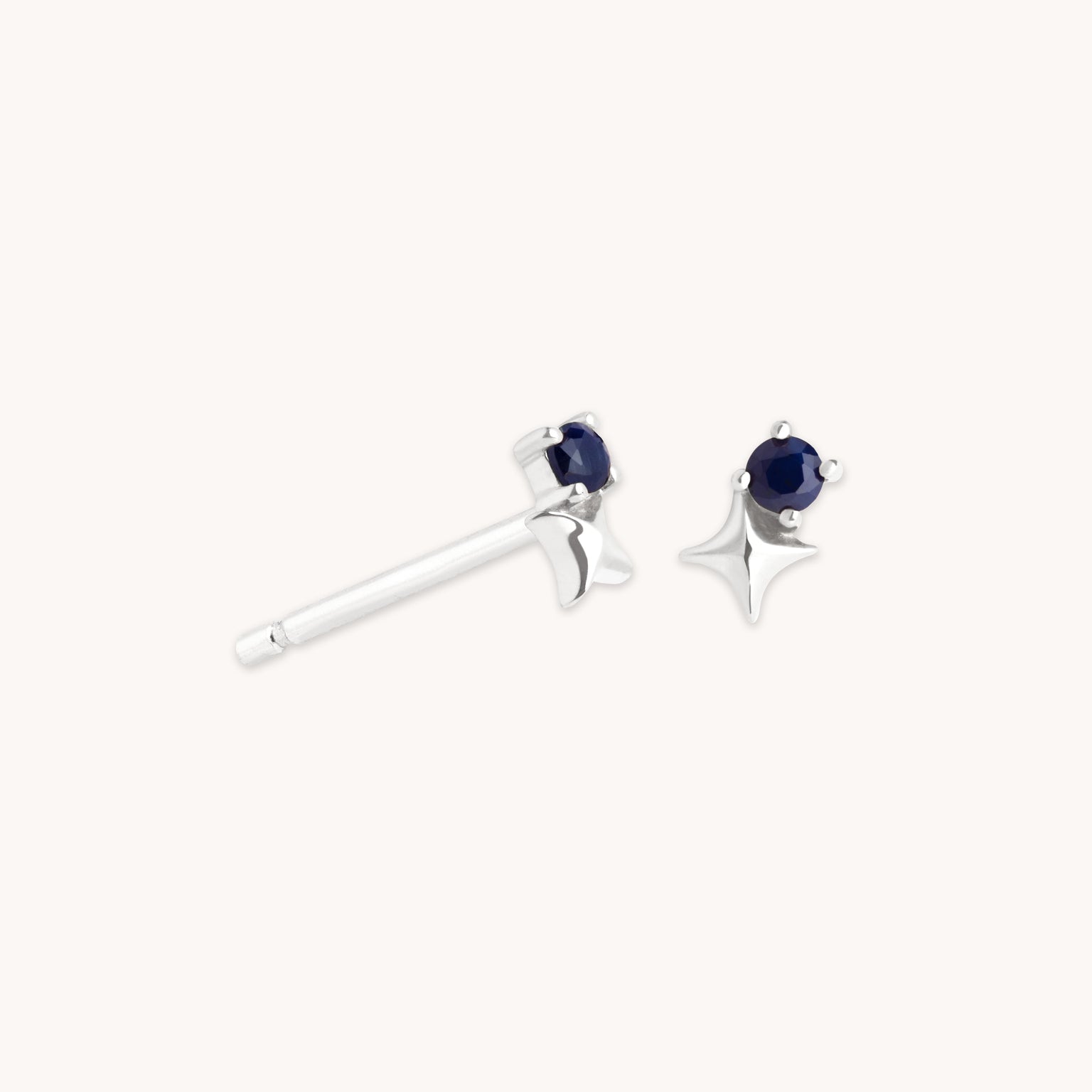Birthstone Earrings - September Sapphire Birthstone Earrings in Solid White Gold - Stud Earrings - Astrid & Miyu