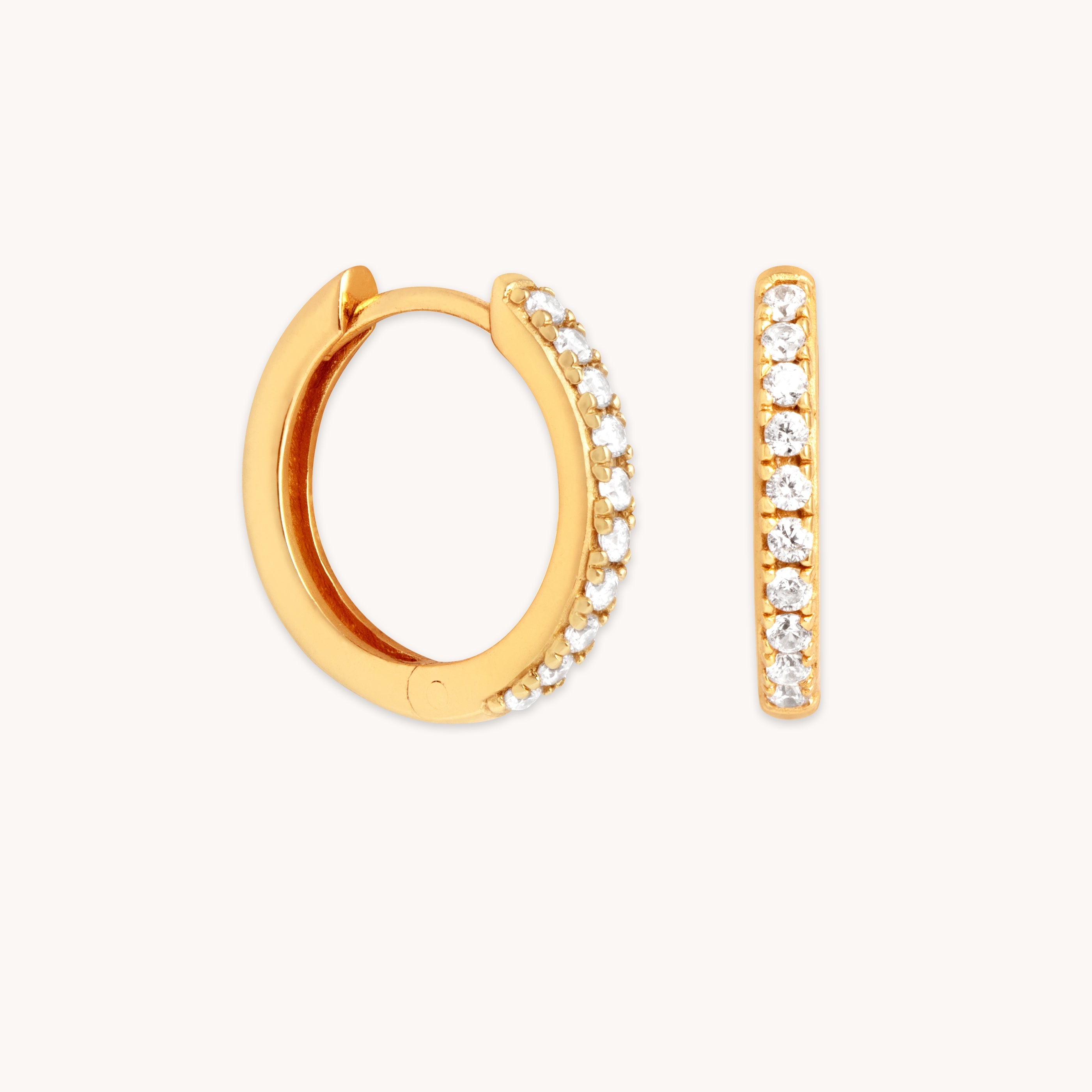 18k Gold Plated Jewellery - Essential Crystal Small Hoops in Gold - Hoop Earrings - Astrid & Miyu