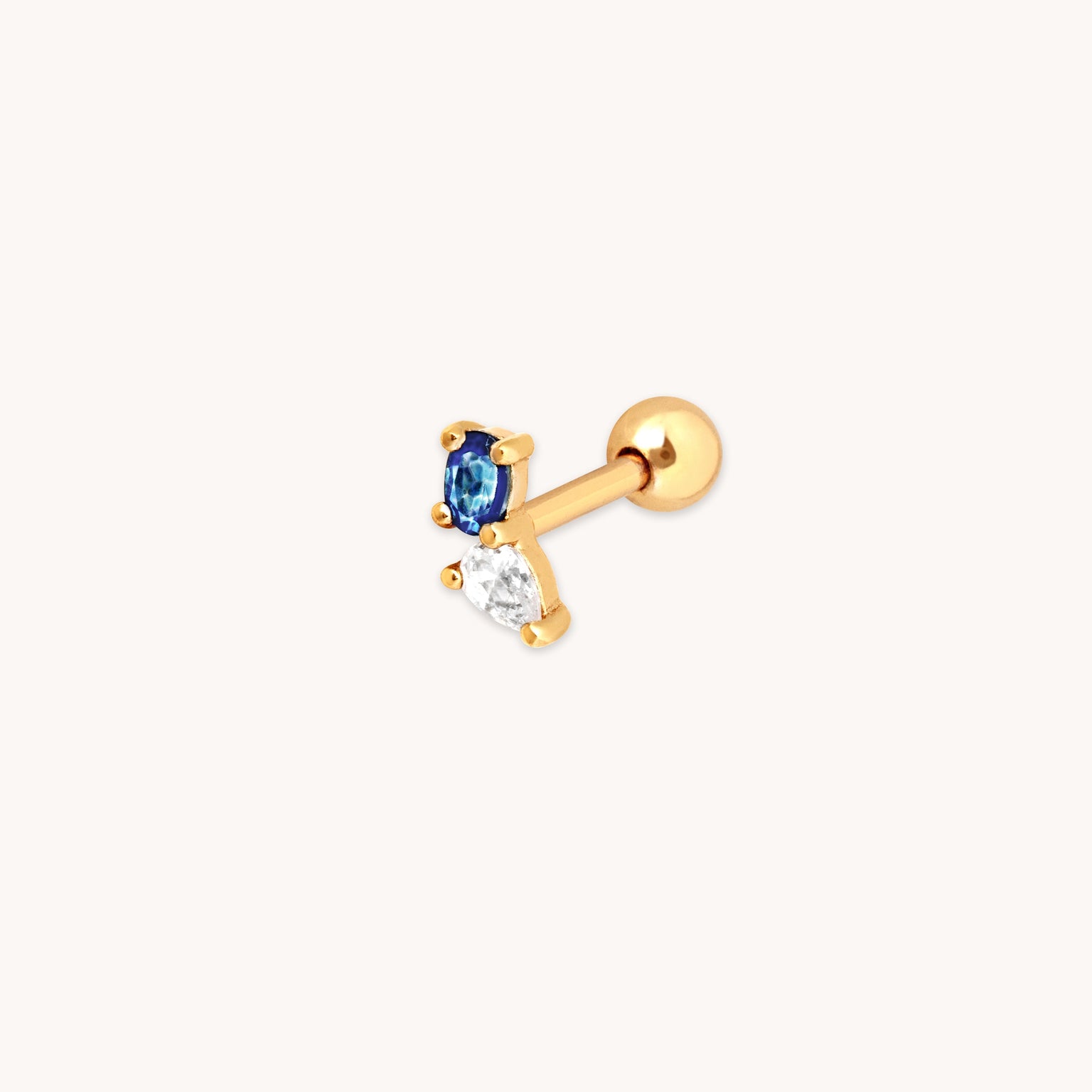 Blue Topaz Cluster Barbell in Gold