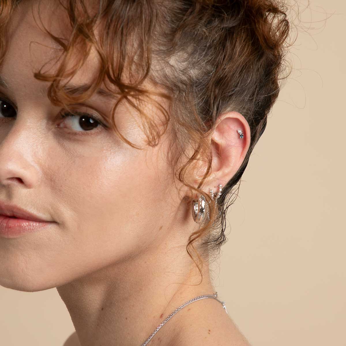 Blue Topaz Cluster Barbell in Silver