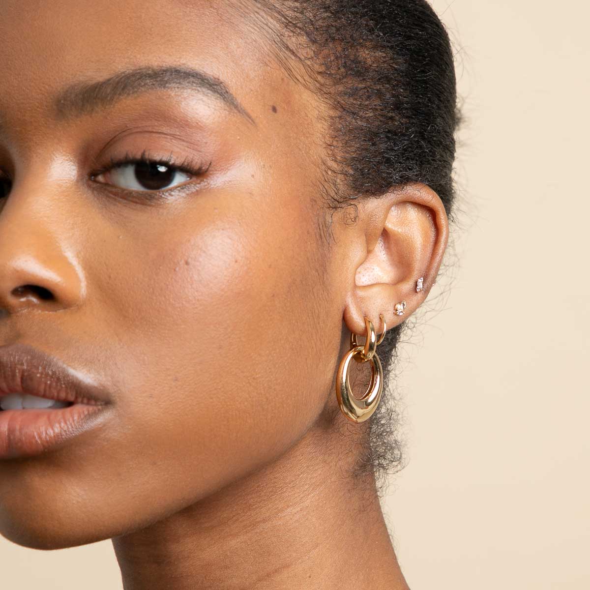 Dome Link Hoops in Gold