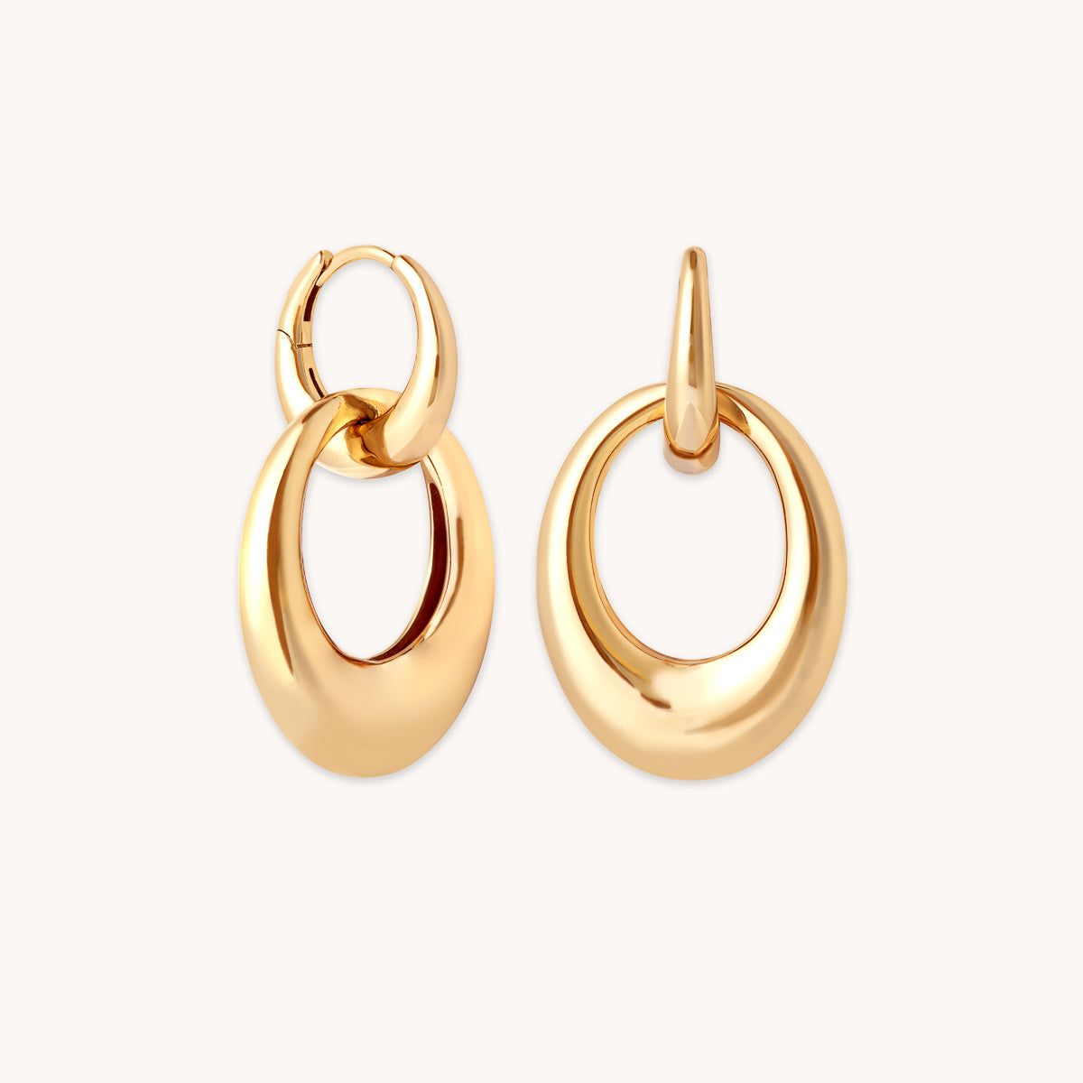 18k Gold Plated jewelry- Dome Link Hoops in Gold - Hoop Earrings - Astrid & Miyu