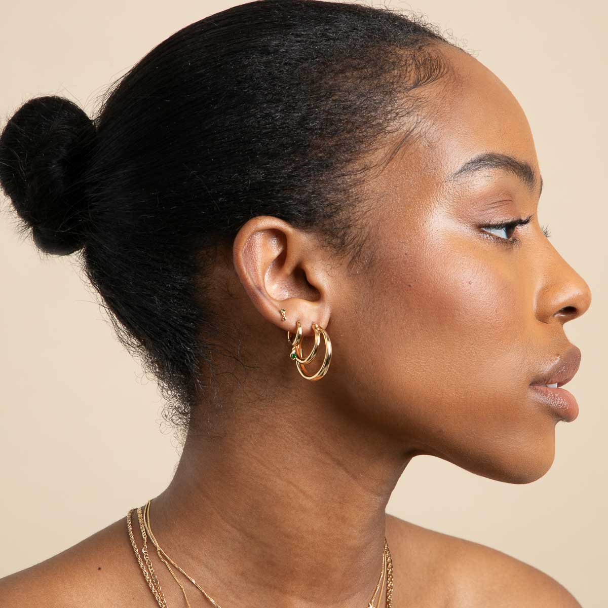 Illusion Dome Hoops in Gold