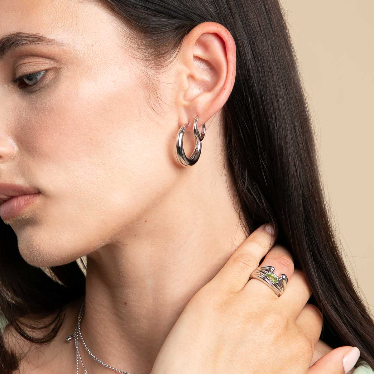 Dome Hoops in Silver