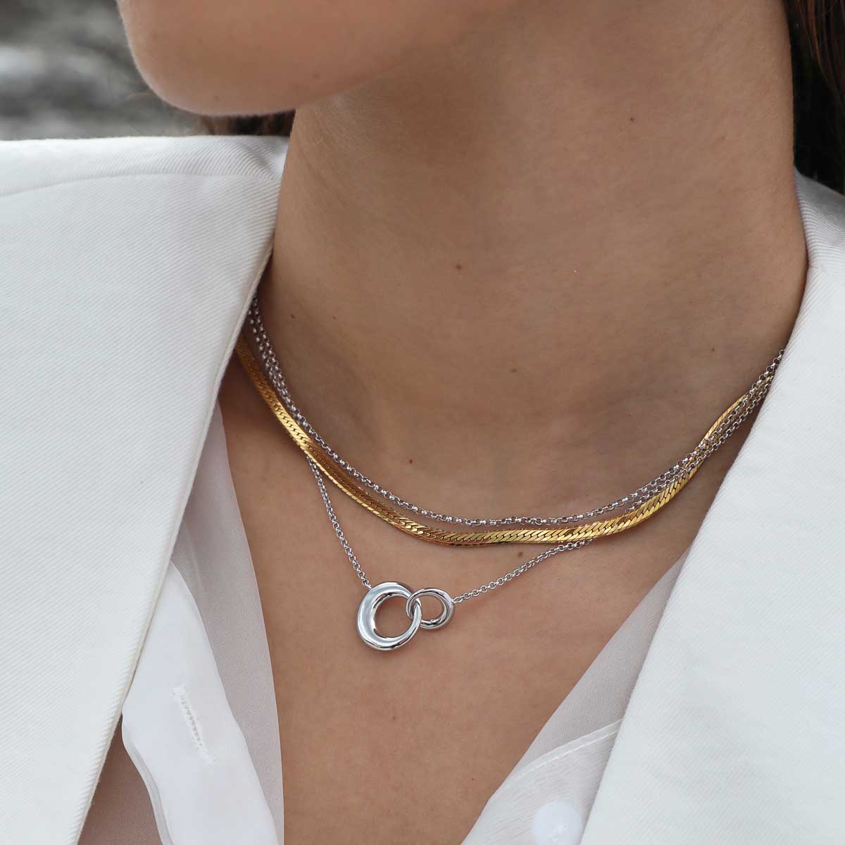 Dome Link Necklace in Silver