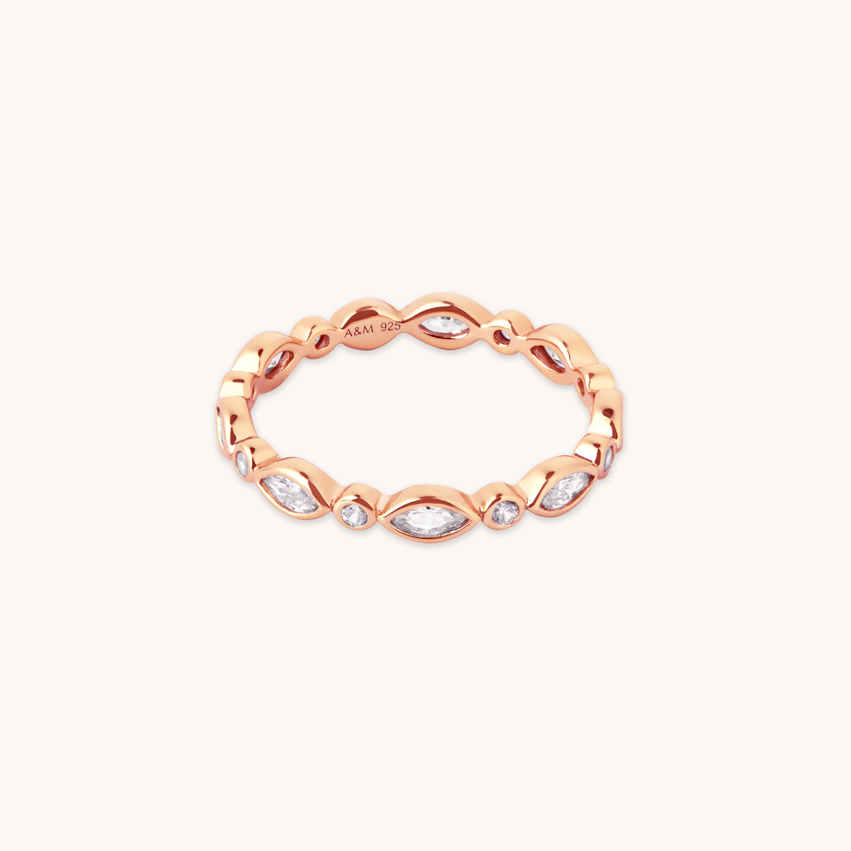 Navette Crystal Band Ring in Rose Gold