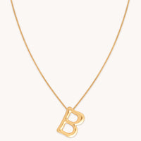 18k Gold Plated Jewellery - B Initial Bold Pendant Necklace in Gold - Pendant Necklace - Astrid & Miyu