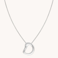 D Initial Bold Pendant Necklace in Silver