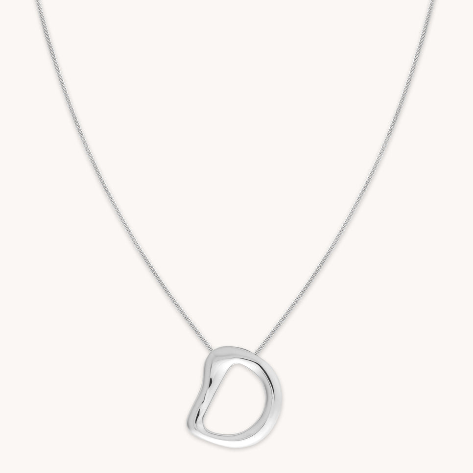 D Initial Bold Pendant Necklace in Silver