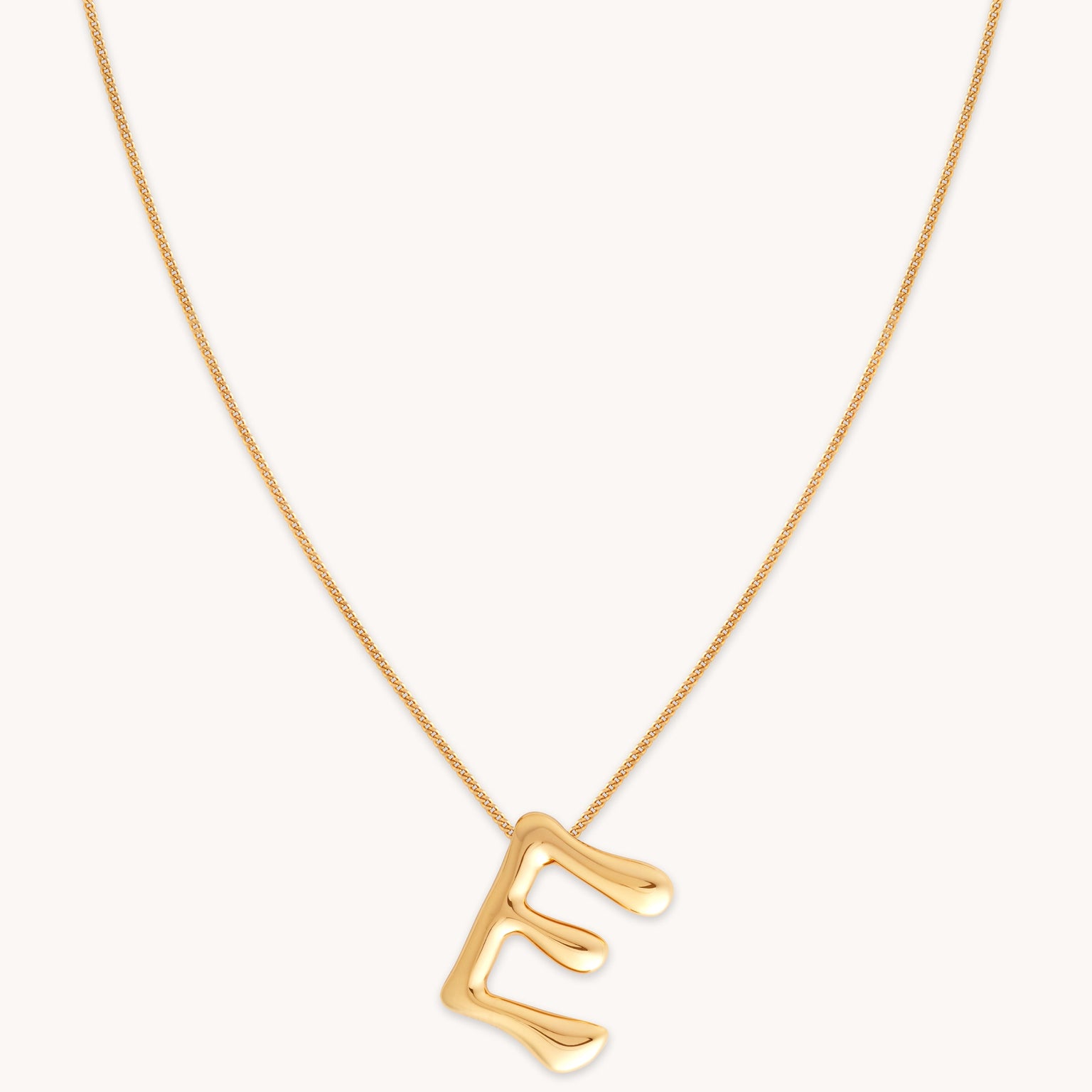 E Initial Bold Pendant Necklace in Gold