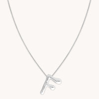 F Initial Bold Pendant Necklace in Silver