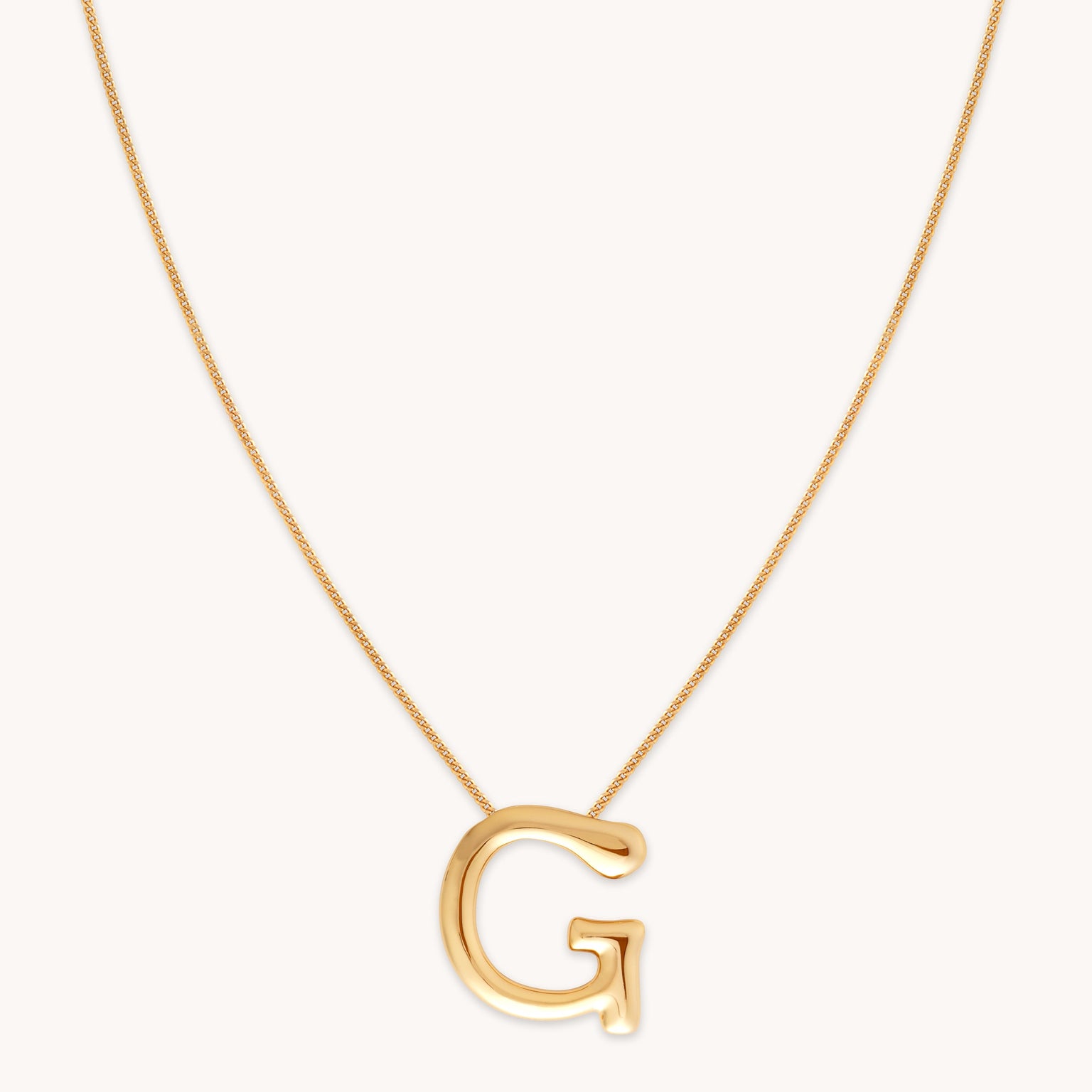 18k Gold Plated Jewellery - G Initial Bold Pendant Necklace in Gold - Pendant Necklace - Astrid & Miyu