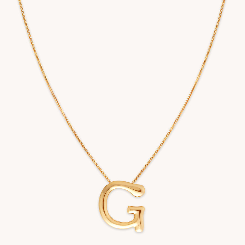 18k Gold Plated Jewellery - G Initial Bold Pendant Necklace in Gold - Pendant Necklace - Astrid & Miyu