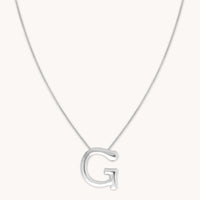 G Initial Bold Pendant Necklace in Silver