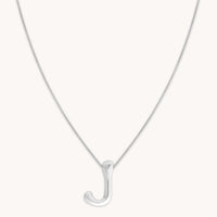 Necklaces & Bracelets - J Initial Bold Pendant Necklace in Silver - Pendant Necklace - Astrid & Miyu