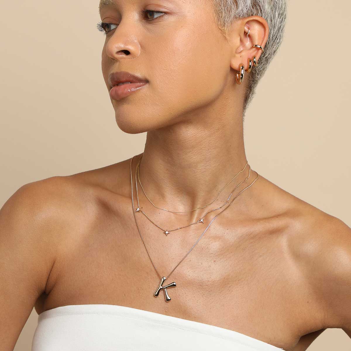 K Initial Bold Pendant Necklace in Gold