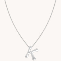 Necklaces & Bracelets - K Initial Bold Pendant Necklace in Silver - Pendant Necklace - Astrid & Miyu