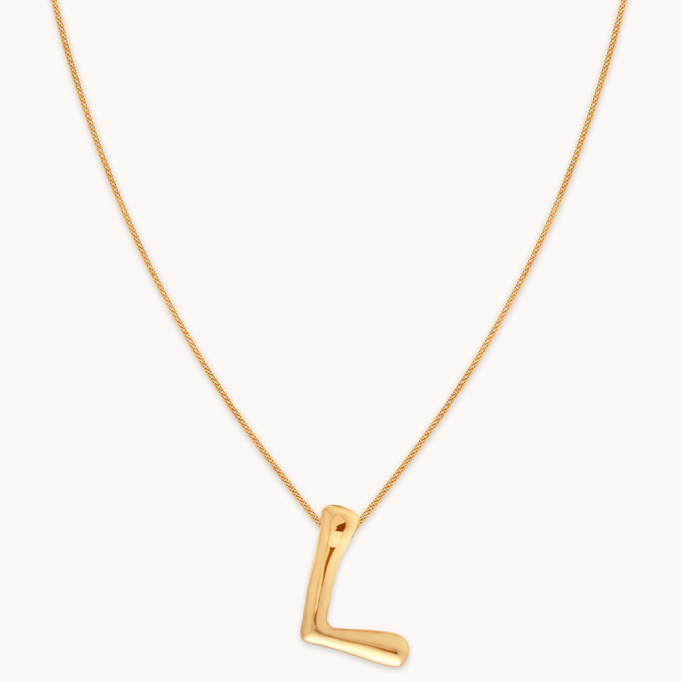 18k Gold Plated Jewellery - L Initial Bold Pendant Necklace in Gold - Pendant Necklace - Astrid & Miyu