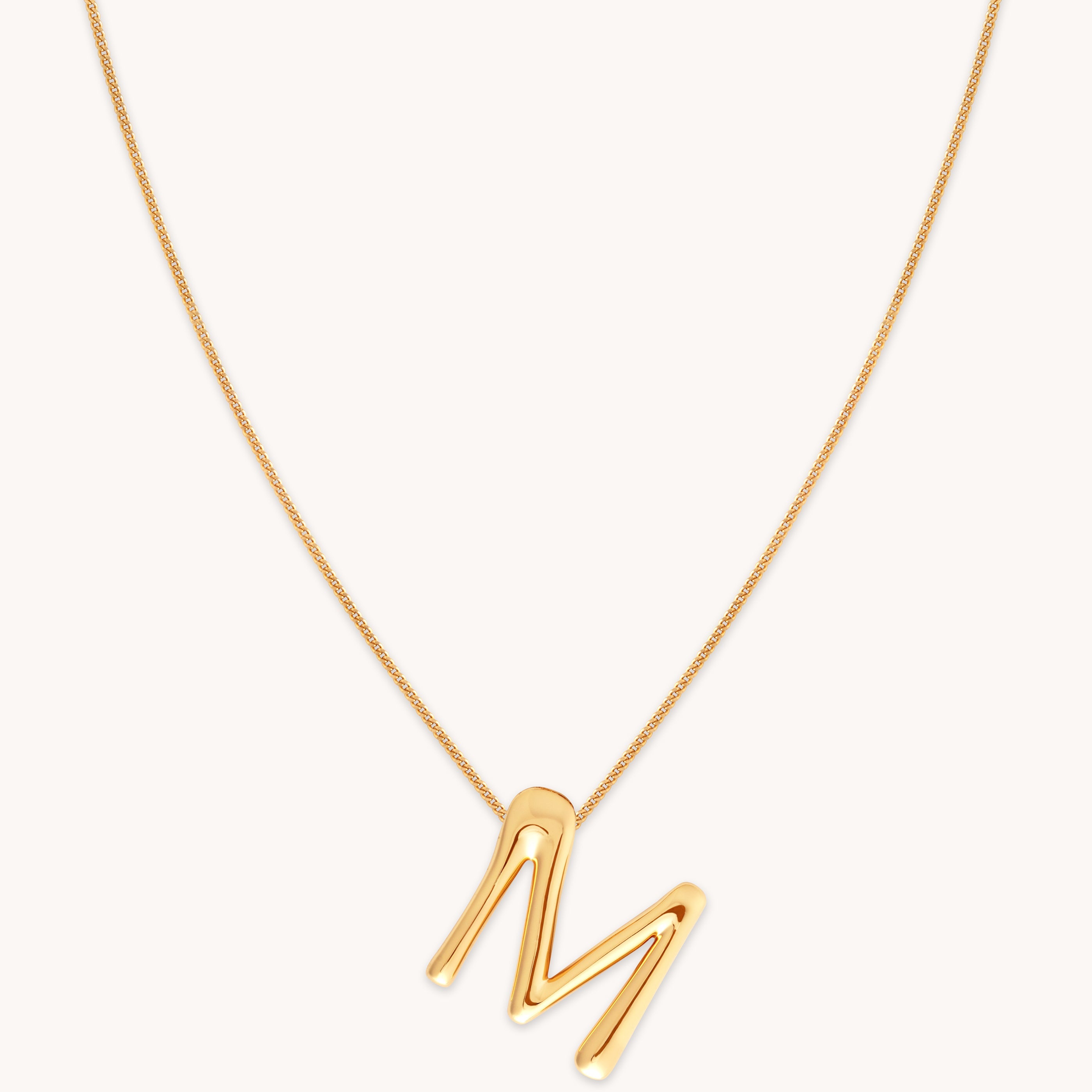 18k Gold Plated Jewellery - M Initial Bold Pendant Necklace in Gold - Pendant Necklace - Astrid & Miyu